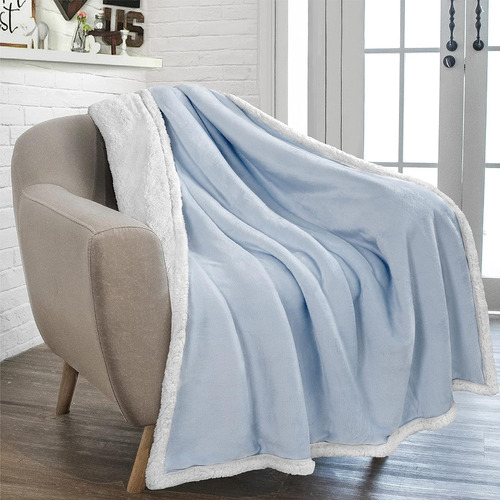 Azul Claro Sherpa Fleece Throw Blanket For Couch, Soft ...