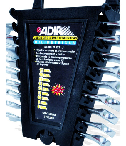 Juego Llaves Españolas Standart 9 Pz Ad-252-j Adir