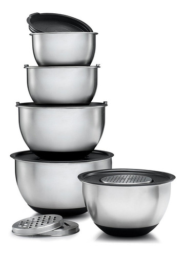 Sagler Acero Inoxidable Mixing Bowls Conjunto De 5, Con Tapa