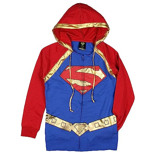 Chaqueta Con Capucha De Superman Para Mujer (talla Grande)