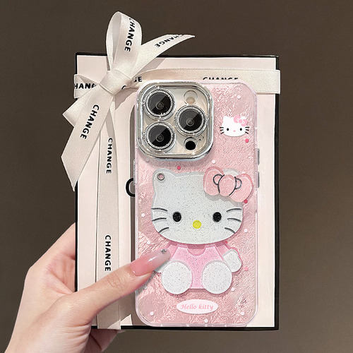 Fundas Para iPhone Cute Hello Kitty Mirror 16 Pro 15 Full Port
