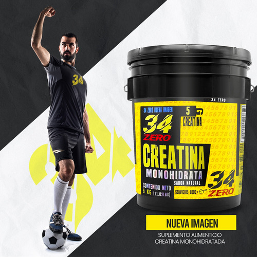 34 Zero Creatina Monohidratada 5kg 1000 Servicios Sabores Natural