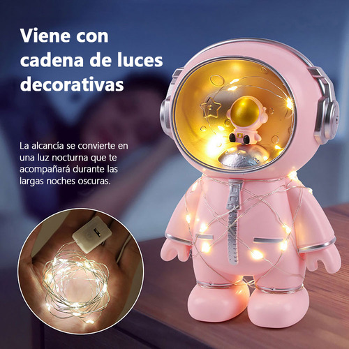 Alcancías Astronauta Con Luz Led Hucha Portatil Para Niño
