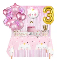Comprar Kit Decoración Kitty Gatita Mesa Cumpleaños Descartables Rosa Gatito Kitty Corona Gatita