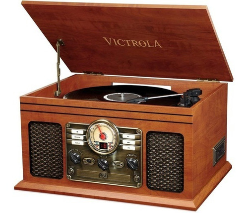 Tornamesa Victrola VTA-200B Classic Wood 6-in-1 con altavoces incluidos