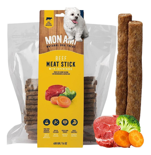 Palitos Para Perros Solo Carne Y Vegetales Mon Ami 400g