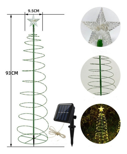 A 2 Piezas Luces Solares Árbol De Navideñas Adornos
