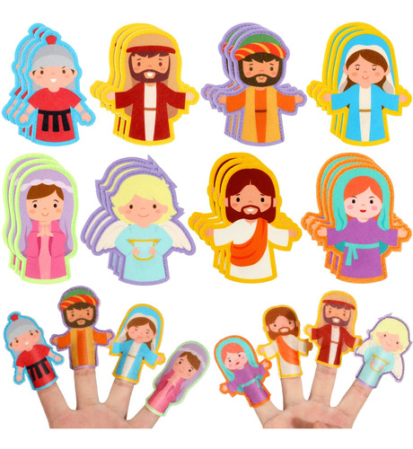 24 Marionetas Religiosas De Dedo Para Pascua, Pesebre Cristi
