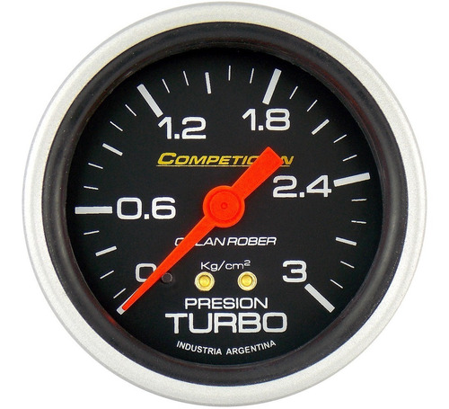 Reloj Presion De Turbo 3 Kg Fondo Negro Ø60 Mm Orlan Rober