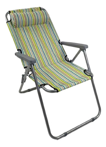 Silla De Playa Alta Con Cojin Cervical Reclinable 