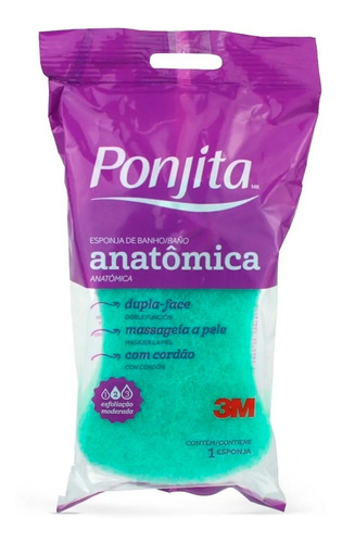 Esponja De Baño Anatómica 3m Ponjita Verde Exfoliado Suave