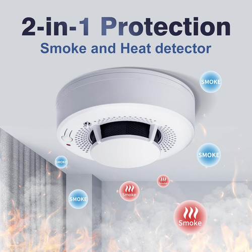 Detector De Humo Y Calor 2 En 1 Alarmas De Incendio Detector