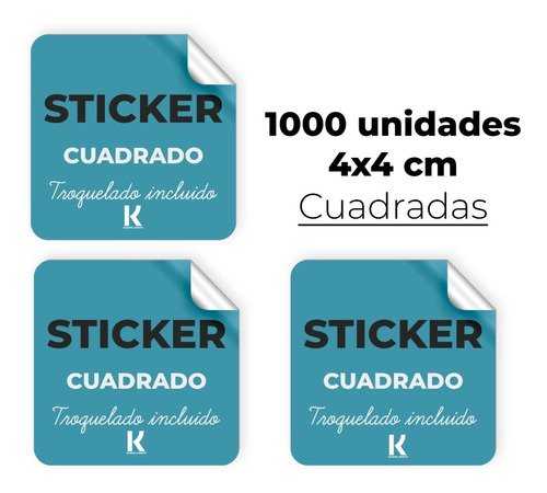 1000 Etiquetas Adhesivas O Sticker Adhesivo 4cm Cuadrada