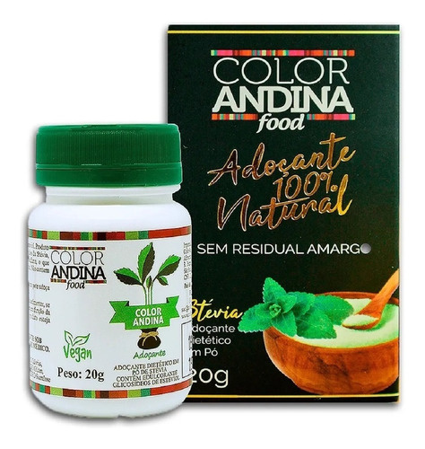 Stevia 20g Color Andina Food Adoçante Que Rende Mais