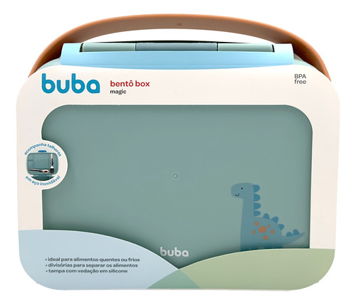 Lancheira Bentô Box Magic Com Talheres Inox 1200ml Buba Cor Verde-claro
