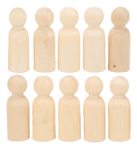 Boneca De Madeira Inacabada, 10 Peças, 75 Mm E 3,0 Polegadas