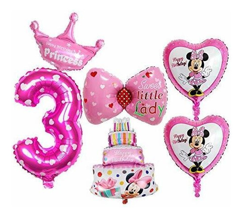 Bcd-pro 3er Cumpleaños Mickey Mouse Globos Para Niña 6 Piez