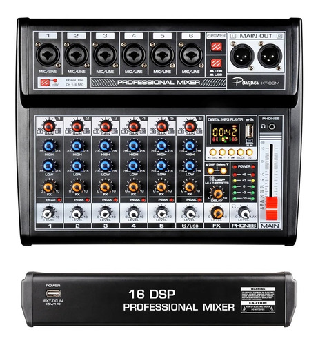 Imagen 6 de 6 de Consola Mixer Parquer 6 Canales Efectos Usb Phantom