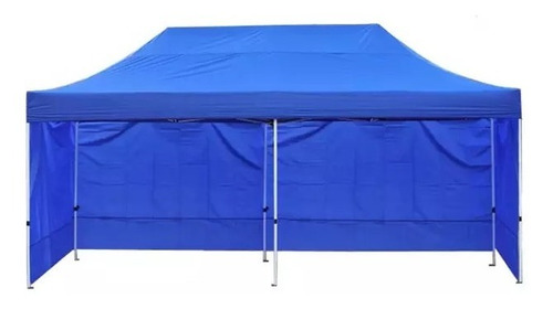 Toldo Automatico 3x6  Con Paredes Laterales Color Azul Uv