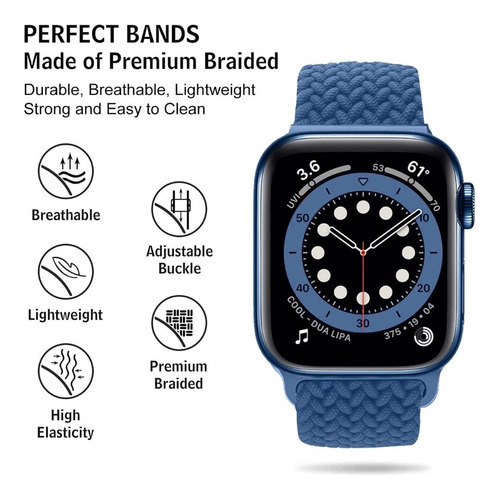 Correa Para Iwatch 42/44/45/49mm Smarttech Tejida Ajustable Azul