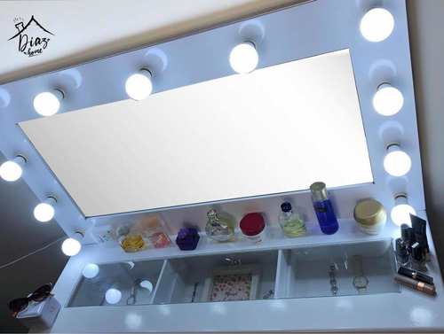 Imagen 2 de 6 de Mueble Maquillador Espejo Hollywood 1,20m