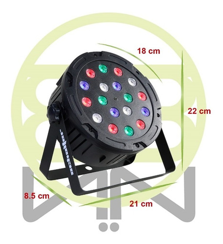 Imagen 2 de 5 de Tacho Par Led 18x3 Rgb Dmx Plastificado (3 Piezas)