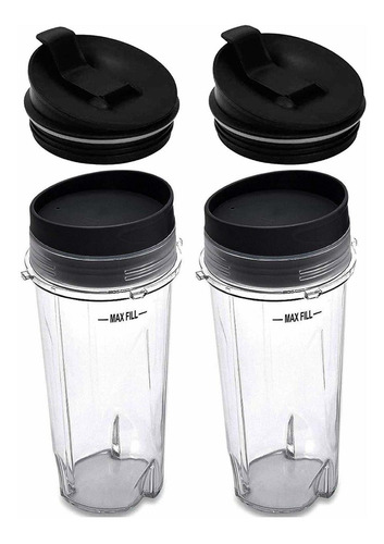 Juego Vaso Batidora 16 Oz Para Repuesto Ninja Tapa Sellado