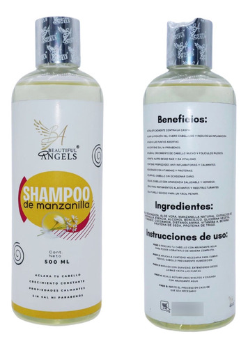 Shampoo De Manzanilla 500ml Control Caspa Hidrata Y Aclara