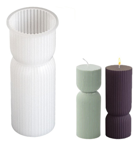 Molde Silicona Cilindro Velon Rayado 16cm Para Velas Color Transparente