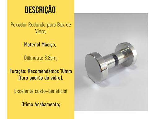 Kit Com 4 Puxador Redondo Polido Para Box