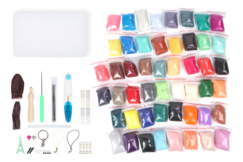 Kit De Fieltro De Lana Con Aguja, 50 Colores, Suministros De