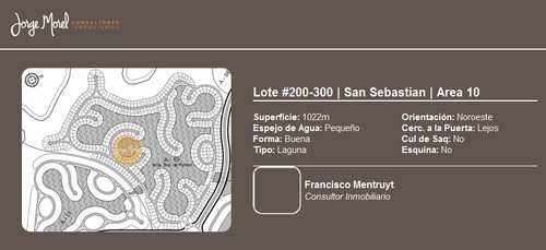 Lote Laguna #200-300 - San Sebastian - Area 10 - 1022m2 #id 2716
