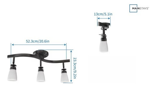 Lampara De Techo Riel 3 Focos Led 53 Cms Largo 7w=40w
