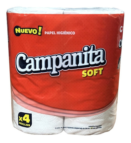 Papel Higienico Campanita Soft Pack 4 Rollos De 30 Mts