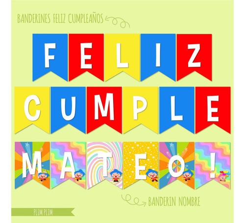 Plim Plim Kit Cumpleaños Imprimible Editable Candy Bar