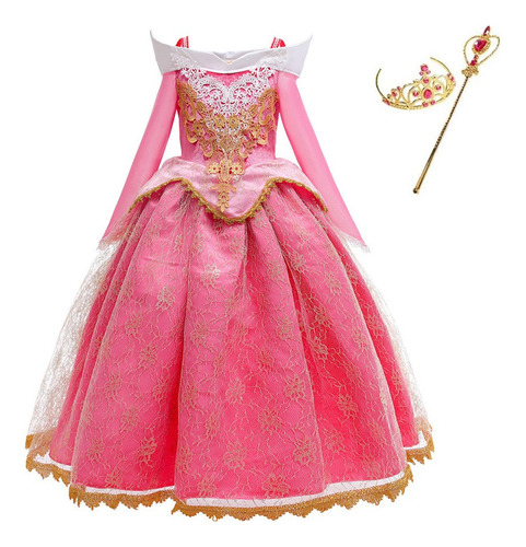 Vestido De Princesa Para Niña, De La Bella Durmiente, Aurora
