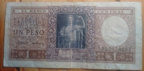 Billete Un Peso Moneda Nacional Serie D - Banco Central