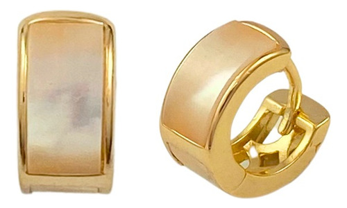 Brinco Argola Feminina Com Madrepérola Banhado A Ouro 18k