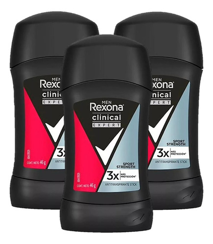 Desodorante Rexona Barra Clinical Sport Hombre 46g 3 Pack **