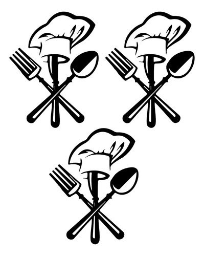 Pegatina De Pared Cutlery Knife Fork Chef Hat Para Cocina