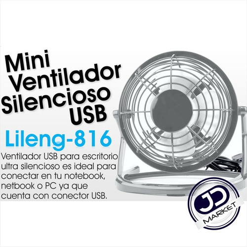 Imagen 2 de 7 de Ventilador Usb Portátil, Ajustable Ligero Silencioso, Gris