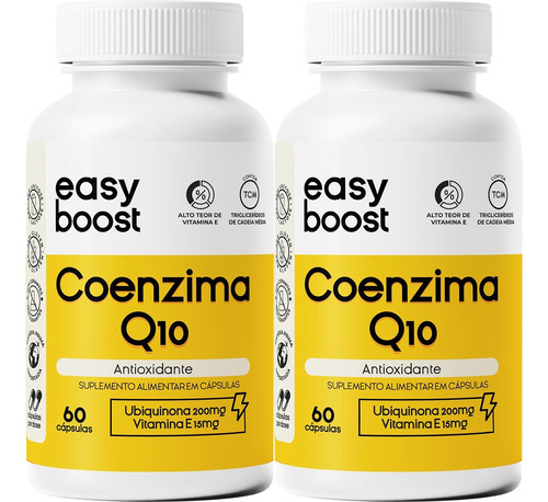 Coenzima Q10 200mg Easy Boost Vitamina E Tcm 120 Caps Kit 2x Sabor Neutro