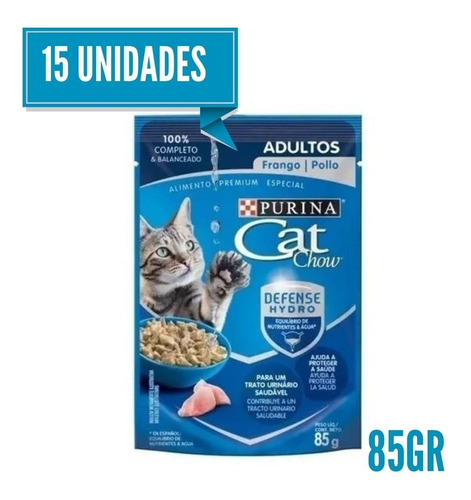 Alimento Húmedo Cat Chow Adulto Pollo 15unix85gr Sachet Gato