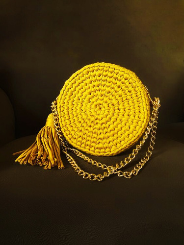 O, Trapillo Gold Tejido Crochet Tapete Cesto Bolso 3cm