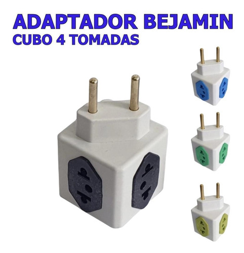 Adaptador De Tomada Benjamim Power Cubo Pino 4 Saídas 10a