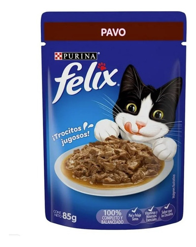 Sobres Para Gato Felix Alimento Premios Sabor Pavo 36x85g