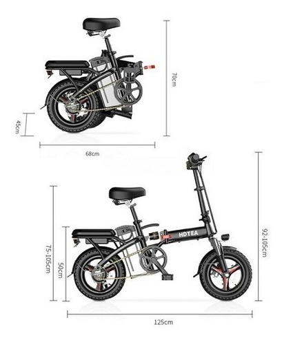 Imagen 4 de 5 de Folding 14 48v 12.5ah 500w Electric Fattire City E Bike