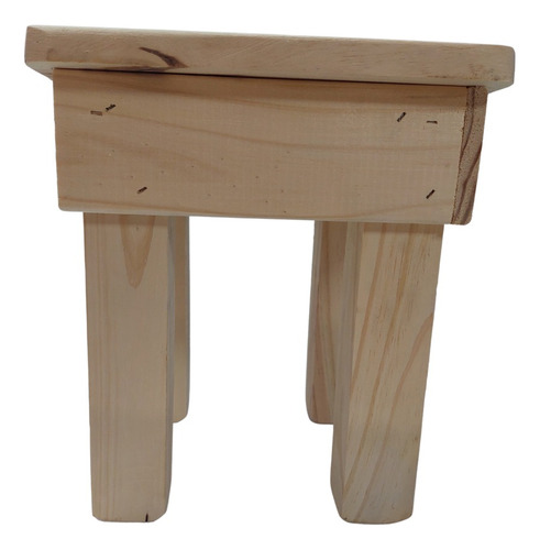 Banco Pequeño 27cm Taburete Silla Madera Pino Natural Lijado Y Lustrado Beige