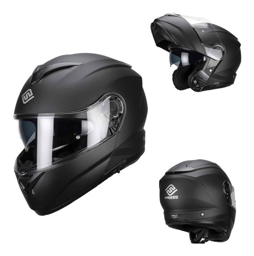 Casco Abatible Para Moto Fassed Fs-908 Solid Negro Mate