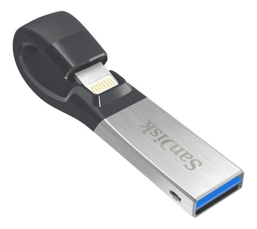 Memoria USB SanDisk iXpand 64GB 3.0 negro y plateado